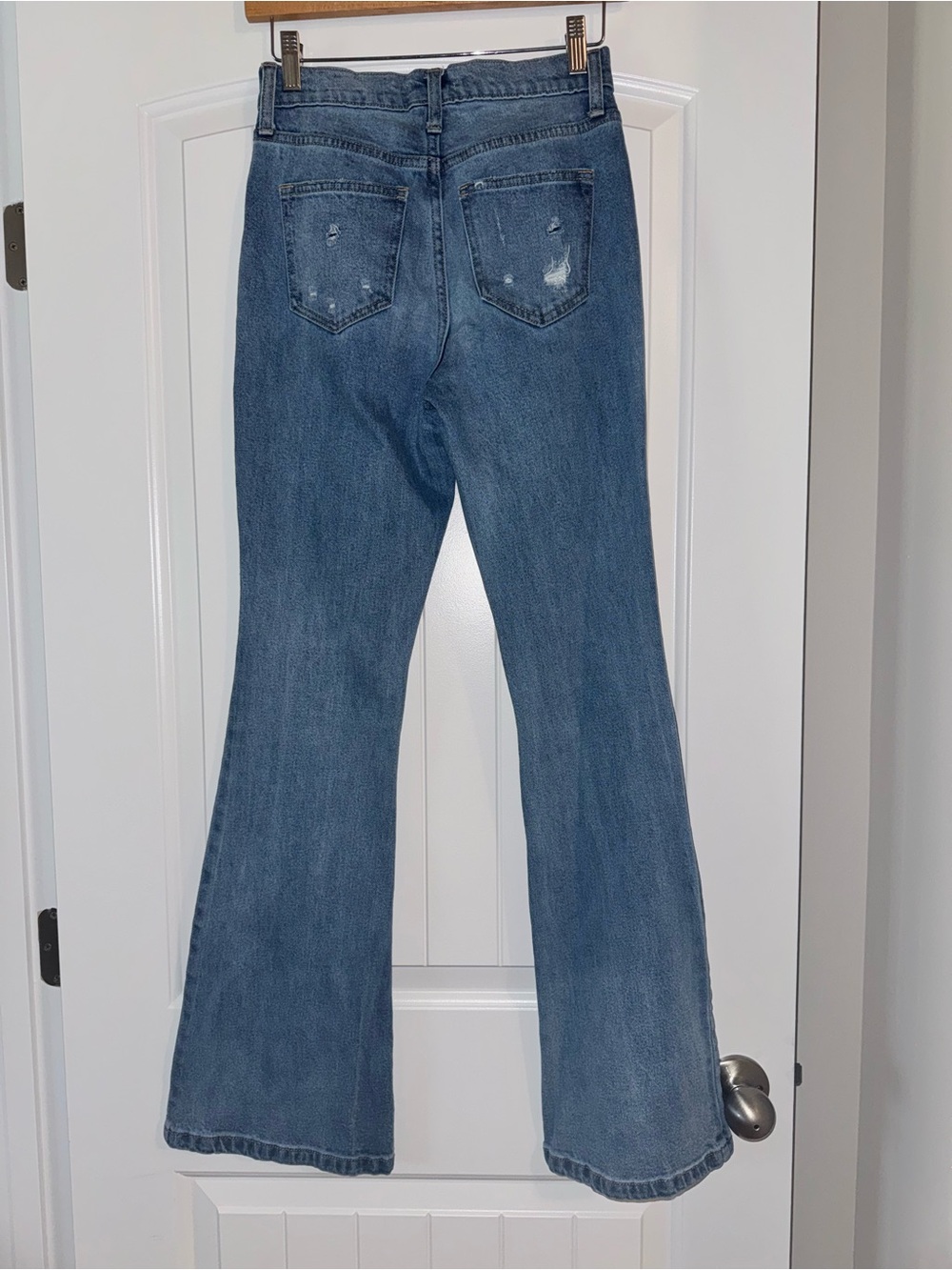 Altar'd State Distressed Medium Wash Flare Jeans - Blue - Picture 10 of 11